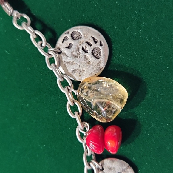 Big Sky Silver Tracks Charm Bear Prints Necklace Red Coral Citrine Rare! New!! - Picture 7 of 11